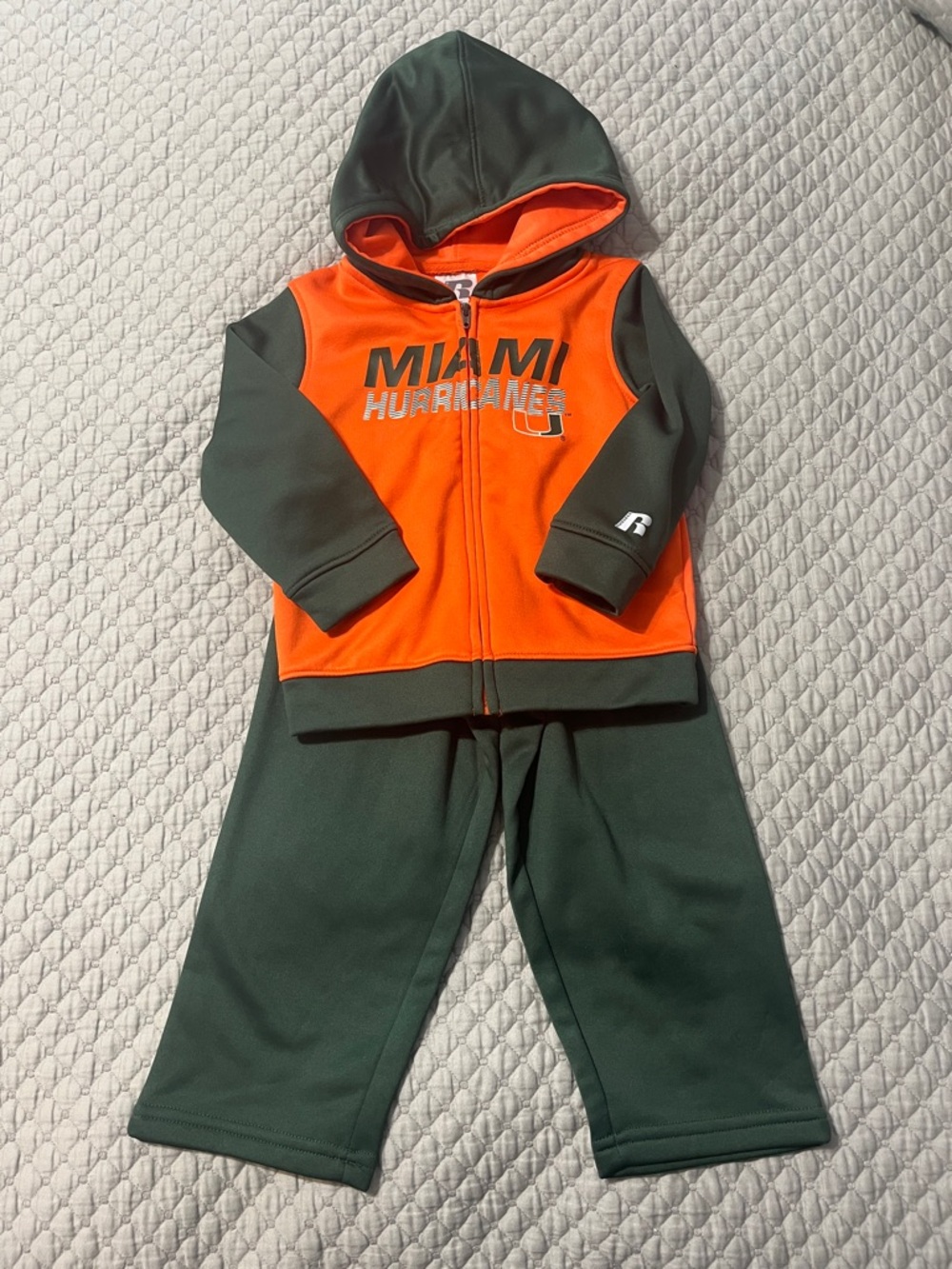 Russell Athletic Kids Miami Hurricanes Hooded Set - Orange and Green
